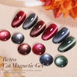 Born Pretty Esmalte De Uas En Gel Con Ojos De Gato Magnticos, Estilo Retro Otoo Invierno, Disponible En Rosa, Marrn, Azul, Gris Y Verde. 6 Unidades De 7 Ml Para Manicura Profesional O En Casa.