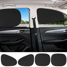 Yanlin 4PCS Parasoles de Coche, Parasol para Auto, Tipo de Adsorción Electrostática Plegable, Cubre Sol para Auto, Protección contra los Rayos Ultravioleta, para Automóviles, Camiones, SUV (Negro)