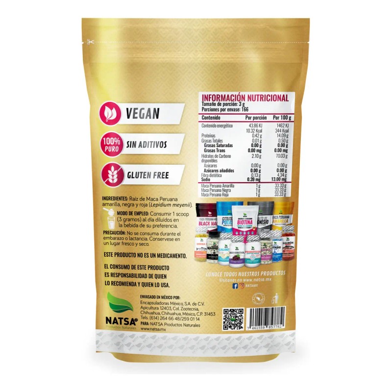Maca Mix Mezcla Amarilla Roja Negra Peruana 500 Incluye Scoop