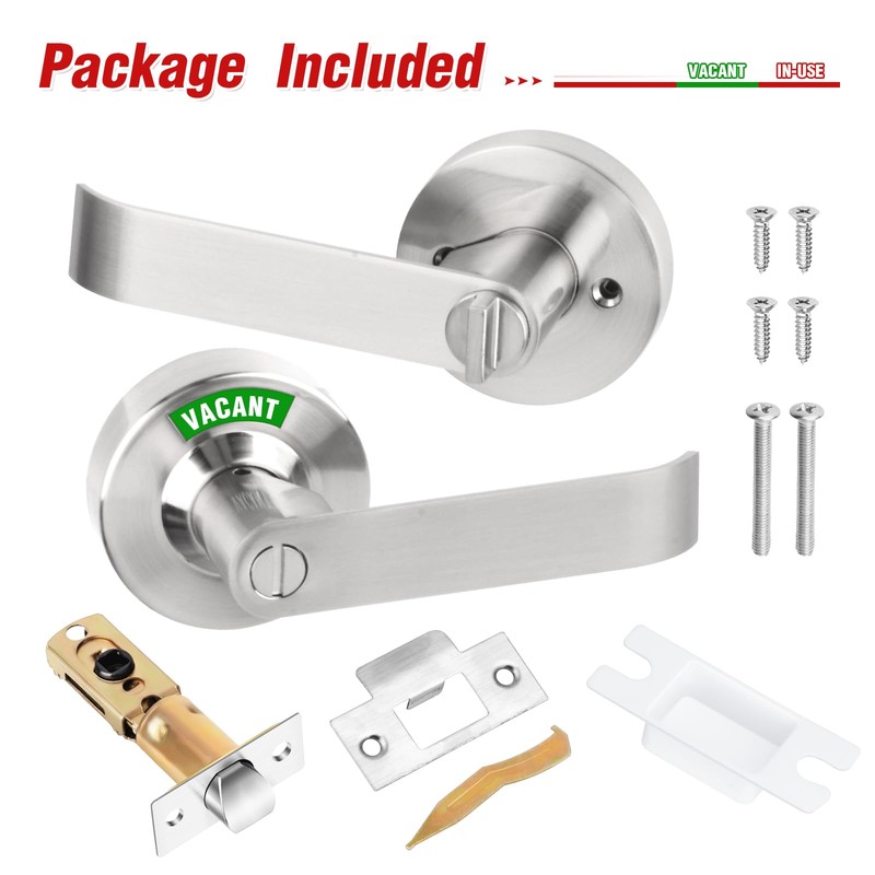 Aglehome Bathroom Indicator Privacy Door Lock, Vacant Occupied Lock, Large