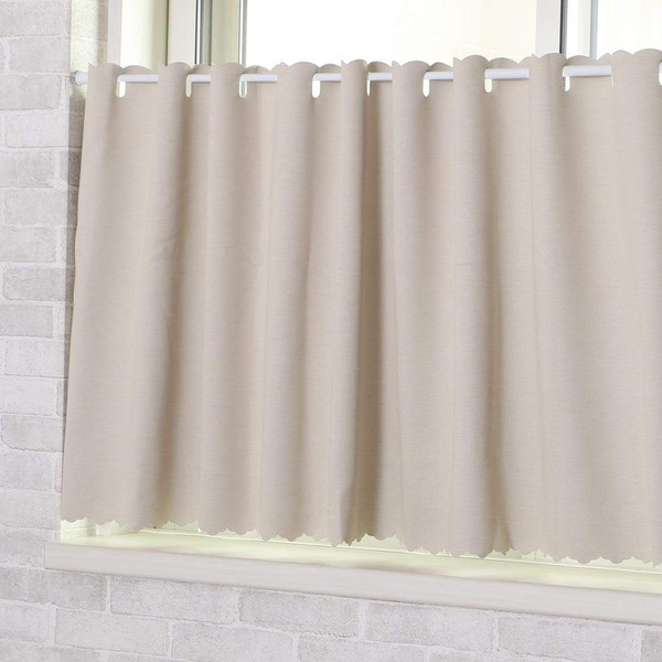 Water repellent, blackout cafe curtain *Pastel, Size: Width 53.1 x Length 23.6 inches (135 x 60 cm), 1 piece (beige)