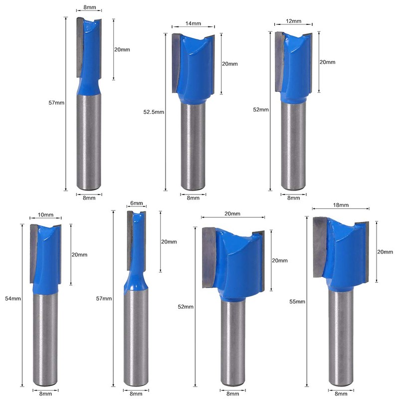 DingGreat 7 Pieces 8 mm Shank Groove Cutter, 6 mm