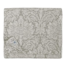 Linen & Cotton Qualität Jacquard Damast Tischdecke Hercus - 53% Leinen, 47% Baumwolle, Weiß Weiss Grau (133 x 200 cm) Tischtuch Stoff Tischwäsche für Haus Home Küche Dekor Esszimmer Wohnzimmer