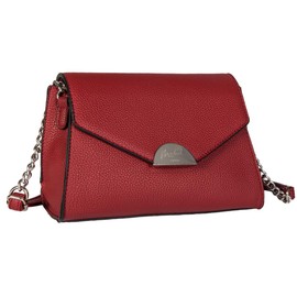 MABEL Small Multi Pockets Clutch Cross-Body Bag - Womens Faux Leather Shoulder Handbag - (Red)