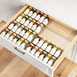 YZSFMZGE 4 Pack Spice Drawer Organizer, 4 Tier Drawer Clear Seasoning Organizer, Extended From 11" to 22", Spice Rack Organizer for Drawer and Kithchen (Jars Not Included)