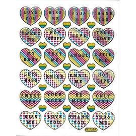 XIAXIN TSS-653 (1) Waterproof Hologram Glitter PVC Heart Sticker Set, Weather Resistant, Water Resistant, Heart Character, Suitcase, Nameplate, Locker