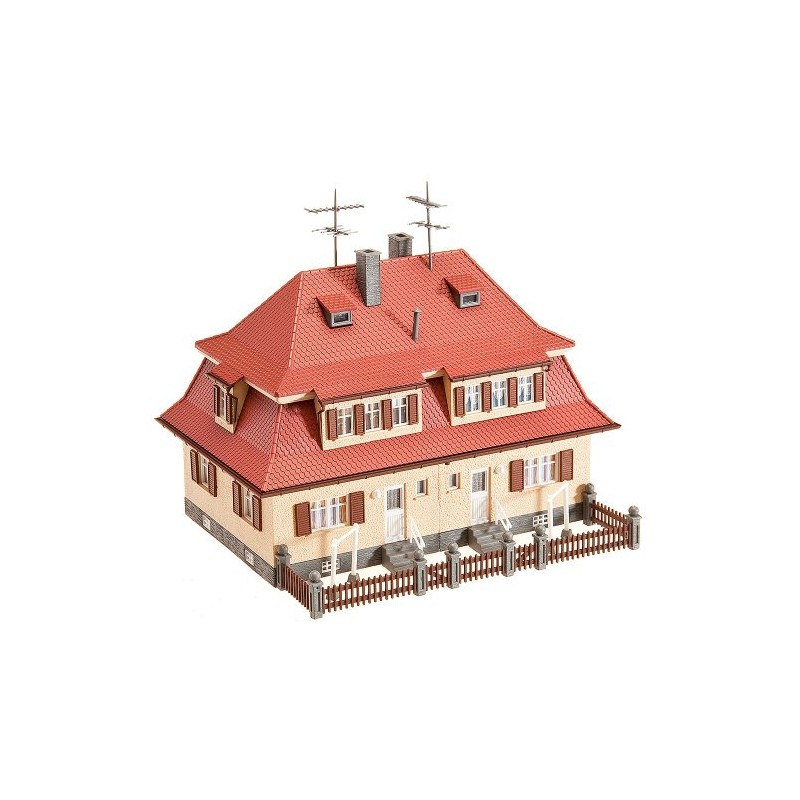 FALLER FA130464 - Siedlungs-Doppelhaus (Klinker), Braun, Beige, Grau