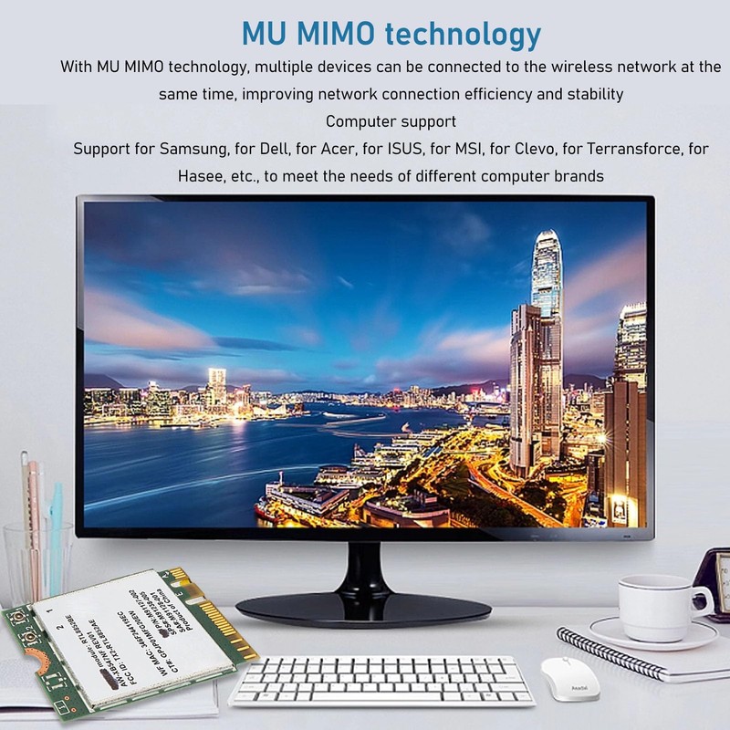 Yunseity RTL8852BE Bluetooth 5.2 M.2 WIFI6 WiFi Card 1800Mbps Dual