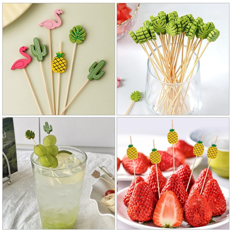 100 Counts Bamboo Cocktail Sticks, Fruit Cocktail Picks, Finger Food