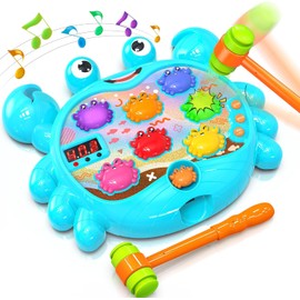 Toys for 2 3 4 5 Year Old Boy, Baby Toy for Early Learning, Whack A Crab Game for Toddlers with Sound&Light Birthday Gifts Toys for Kids Age 6 Girl Hammering Pounding Toy, Baby Early Developmental Toy
