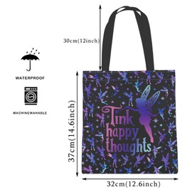 KUIYAI Fairy Tinker Gift Tink Happy Thoughts Tote Bag For Shopping Travel Tinkerbell Gift Magic Kingdom Gift (tink happyUK)