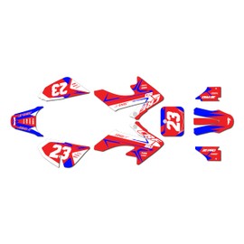 Kalair GFX Graphics Kit for Honda CRF50 (All Years) EVADER Series Blue-red 09 Mil - Dirt pit bike motorcycle stickers, dirtbike racing automotive decal motocross accessories no-plastics