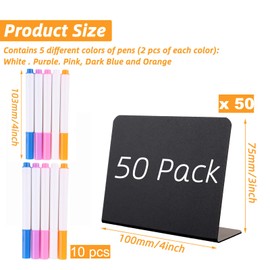 AKOLAFE Mini Chalkboard Set 100 x 75 mm Chalkboard Small with 10 Blackboard Pens Wipe Clean Price Tags Stand Small Boards for Labelling Blackboard Signs Standing for Buffet, Wedding, Party