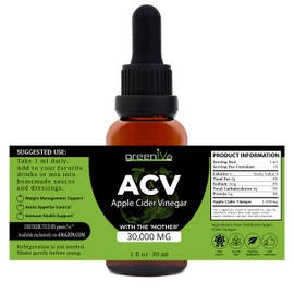 GreenIVe ACV Drops Apple Cider Vinegar with The Mother, Pure ACV