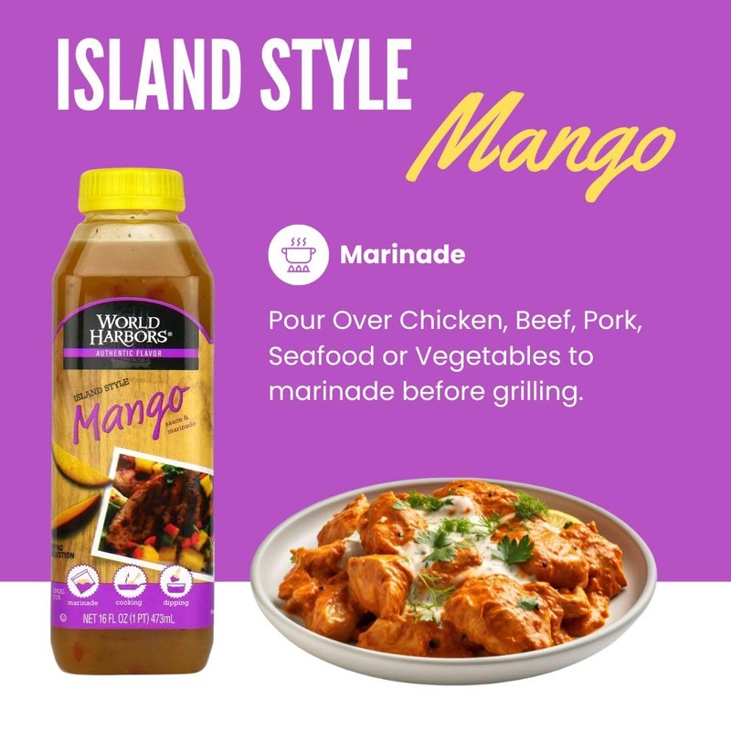 World Harbors Island Mango Sauce & Marinade - Low-Calorie, Sweet