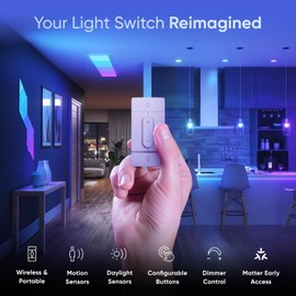 Nanoleaf Smart Switch, Motion Sensor Light Switch with Dimmer, Wireless Smart Matter Button, 2 Configurable with Up to 6 Custom Actions, Compatible with Apple Home, Alexa, and SmartThings