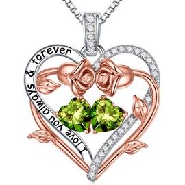 Iefil August Birthstone Necklace, Anniversary Mothers Day Birthday Gift for Mom Her Women Birthstone Jewelry Peridot Necklace