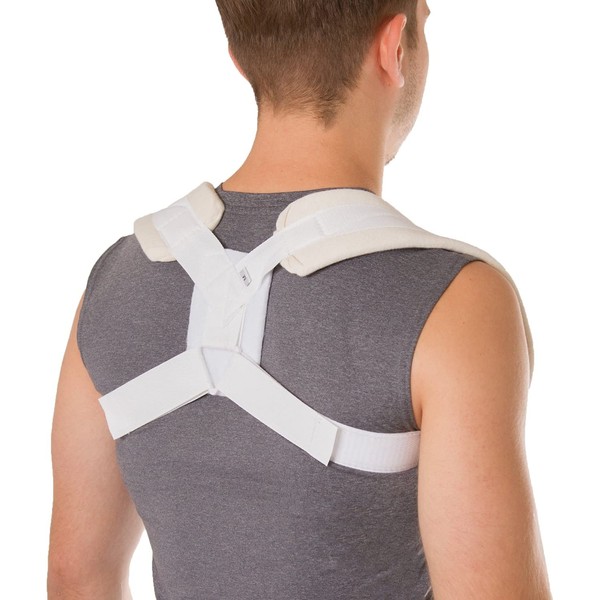 BraceAbility Figure 8 Clavicle Brace & Posture Corrector | Broken Collarbone Sling for Injuries & Fractures, Shoulder Support Strap for Upper Back Straightening (Large)