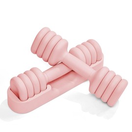 YOTTOY Adjustable Dumbbell Set of 2, 4-in-1 Hand Weights for Women at Home, Compact Free Weights Dumbbells Set with Soft Grip and Base, 2-5 lbs Each for Home Gym (Pink)