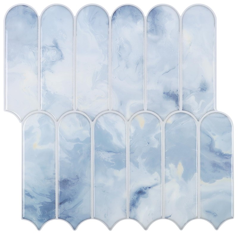 CHIHUT 6 Sheets Blue and White Marble Gradient Picket Shaped