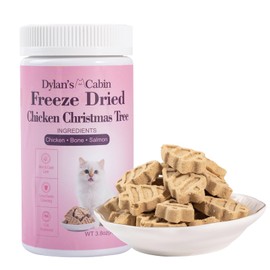 Dylan's cabin Freeze-Dried Chicken Cat & Dog Treats - High Protein Tree Bites with Bone-in Thigh, Salmon Training Kitten Puppy Snack for Coat Oral Health, 84pcs