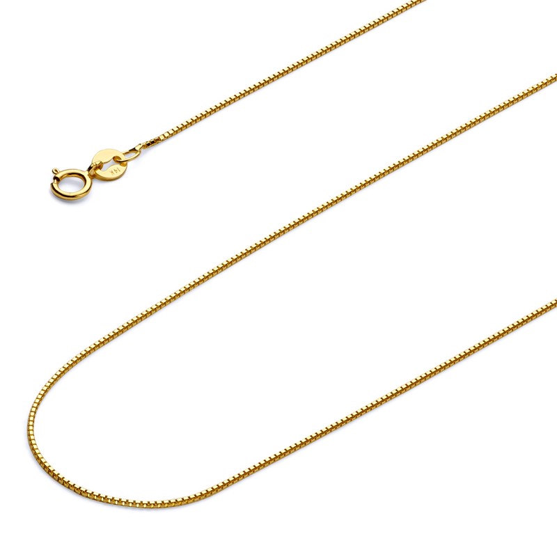 14k REAL Yellow Gold Solid 0.6mm Box Link Chain Necklace