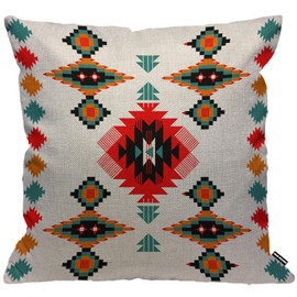 HGOD DESIGNS Cushion Cover Aztec Blue Red Orange Throw Pillow Cover Home Decorative for Men/Women Living Room Bedroom Sofa Chair 18X18 Inch Pillowcase
