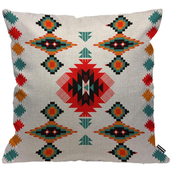 HGOD DESIGNS Cushion Cover Aztec Blue Red Orange Throw Pillow