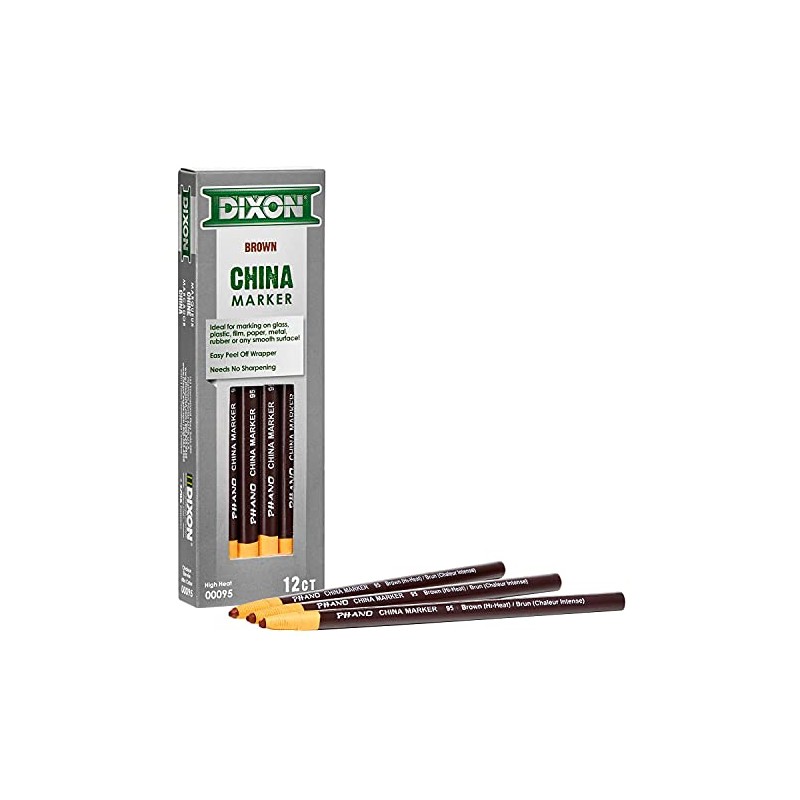DIXON Industrial Phano Peel-Off China Marker Pencils, High Heat, Brown,