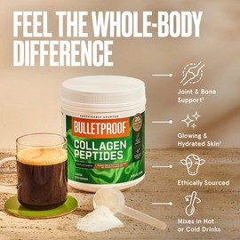 Bulletproof Unflavored Collagen Peptides Powder, 17.6 Ounces, Grass-Fed Collagen Protein and Amino Acids for Skin, Bones and Joints