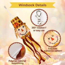 NOVWANG Fall Scarecrow Windsock, Front Door Wind Sock Autumn Windsock Thanksgiving Outdoor Hanging Scarecrow Decorations for Home Farmhouse Garden Yard Decor