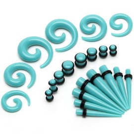 CoiTek Spiral and Straight Taper Stretching Guages Kit with Acrylic Plug Kit 54 Pieces