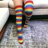 NuJake Rainbow Multicoloured Striped Over The Knee Socks Cotton Rich