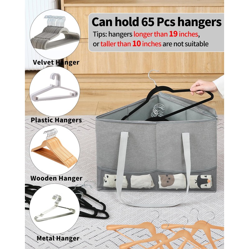 Wanapure 2 Pack Rigid Hanger Organizer, Triangle Storage Bin with