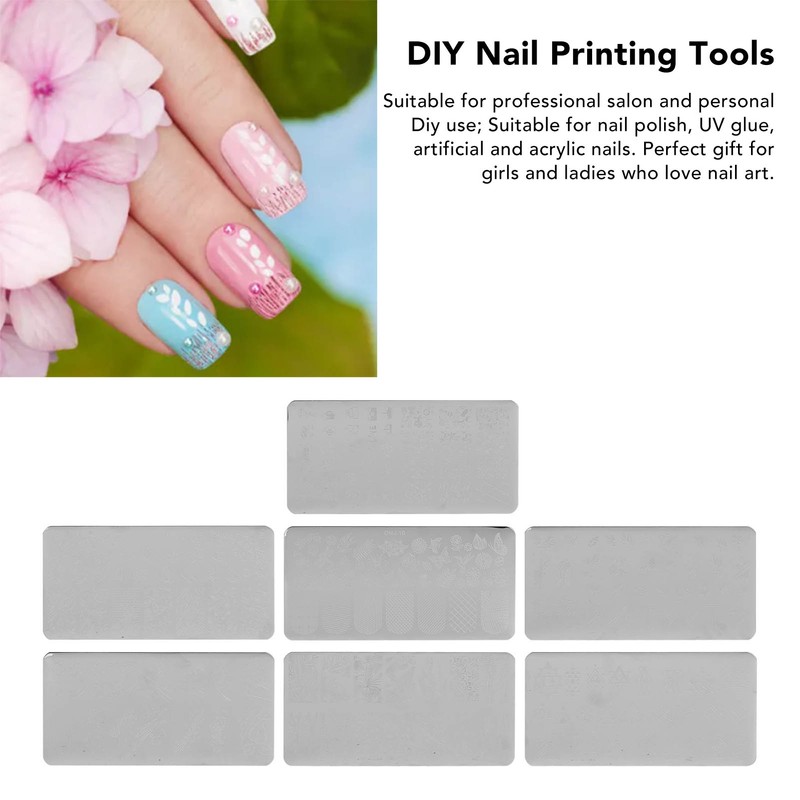 7pcs Nail Stamping Plate Women Nail Art Templates Nail Multi