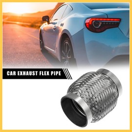 REPAIROCK 2 Pcs 2.5"x4" Car Exhaust Flexible Pipe Tubing Universal Exhaust Joint Stainless Steel Silver Tone Auto Replacement Parts