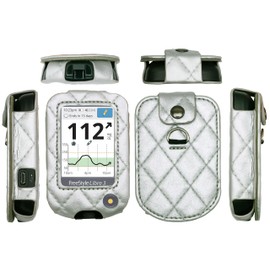 Plaid Fitted Leather Case W/Screen Protector & Lanyard for Freestyle Libre 3, Freestyle Libre 2 (Silver)