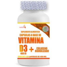 Vitamina D3 400 UI & Colageno UI 120 capsulas de 400 mg