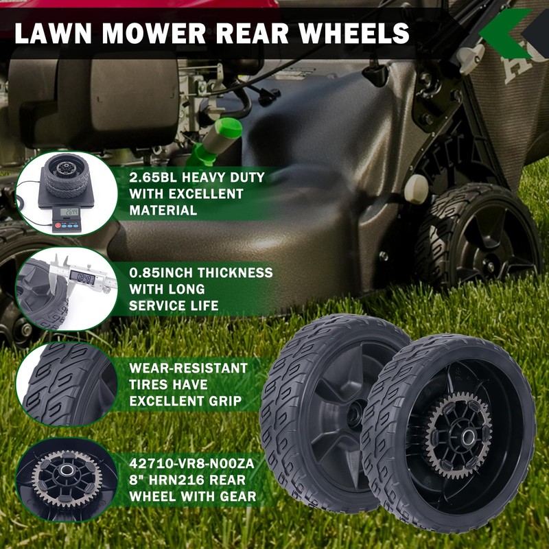 CheeMuii 2PCS 8" HRN216 Lawn Mower Rear Wheels Replace for