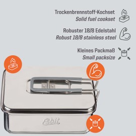 Esbit Dry Fuel Cooking Set - Outdoor Camping Stove 585 ml with Aluminium Pot - Folding Handles - Camping Stove Set