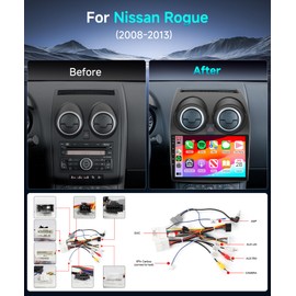 2G 64G Radio for Nissan Rogue Qashqai 2006-2013 J-B-L Car Stereo with Wireless Carplay Android Auto,9inch 1080P HD IPS Touchscreen Bluetooth 28UIs 16EQ GPS RDS/FM Radio WiFi MirrorLink Backup Camera