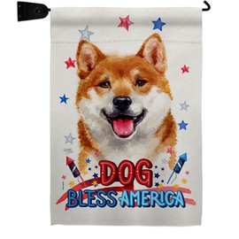 Breeze Decor Patriotic Shiba Inu Garden Flag Set Mailbox Hanger Dog Puppy Spoiled Paw Canine Fur Pet Nature Farm Animal Creature House Banner Small Yard Gift Double-Sided, Made in USA