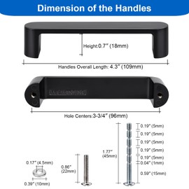 WEAVERBIRD 4 Pack Cabinet Handles Drawer Pulls Furniture Cabinet Hardware Cupboard Closet Black Handles Pulls, 3-3/4 inch (96mm) Hole Distance