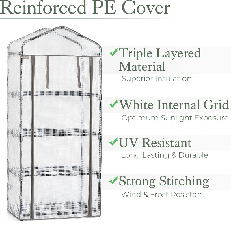 Christow Greenhouse Cover Replacement 4 Tier, Reinforced Mini Growhouse Protector