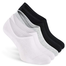 All About Socks, invisible trainer socks for men and women, non-slip, premium trainer socks, without pressured toe seam (pack of 5) - Mixed 2x White + 1x Grey + 2x Black, size: 43-46