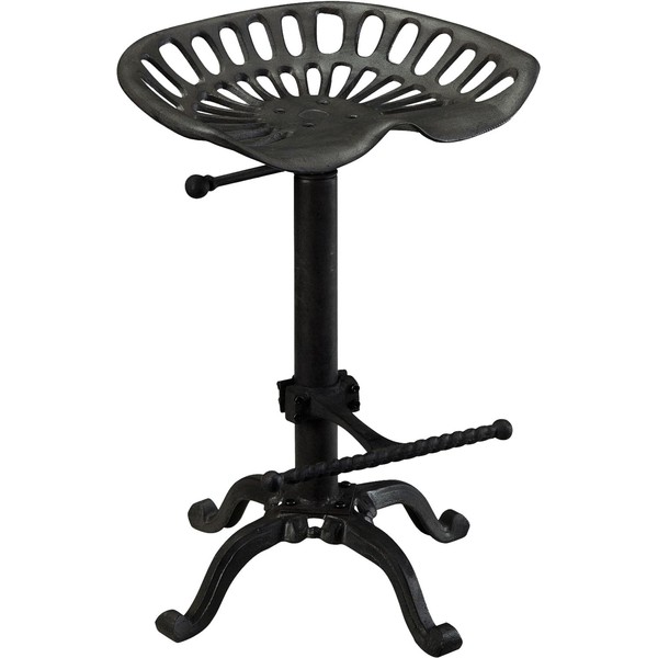 HomeRoots 23" Black Backless Adjustable Height Bar Chair with Footrest