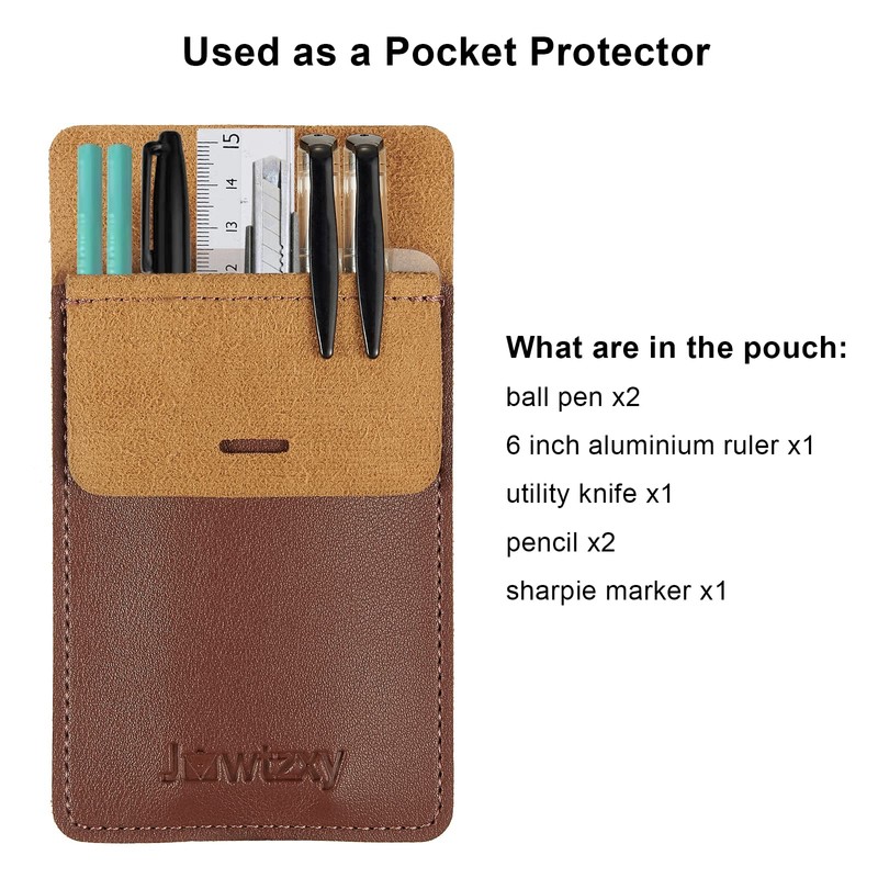 Pocket Protector, 3 Pcs Leather Pocket Pen Holder Organizer Pouch