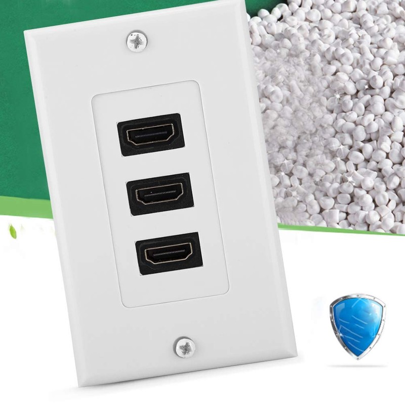 Bewinner 3-Port HDMI Wall Plate with Adapter, ABS Wall Mount