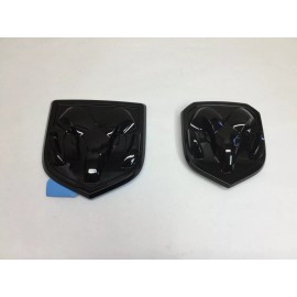 Ram 2013-2018 RAM 1500 2500 3500 FRONT & REAR GLOSSY BLACK RAMS HEAD BADGE EMBLEM