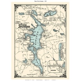 Lake Sunapee NH 1915 Map - House Sites - by Hancox - Custom Reprint Colored Water - New Hampshire